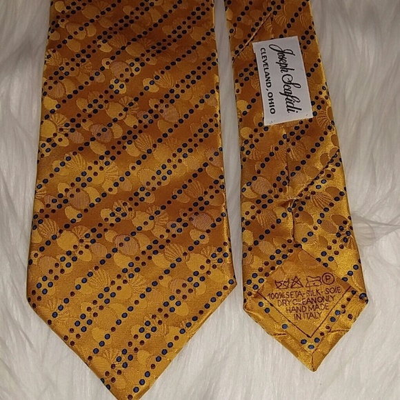 Joseph Scafidi Gold Italian Luxury Tie 59" - Picture 2 of 6